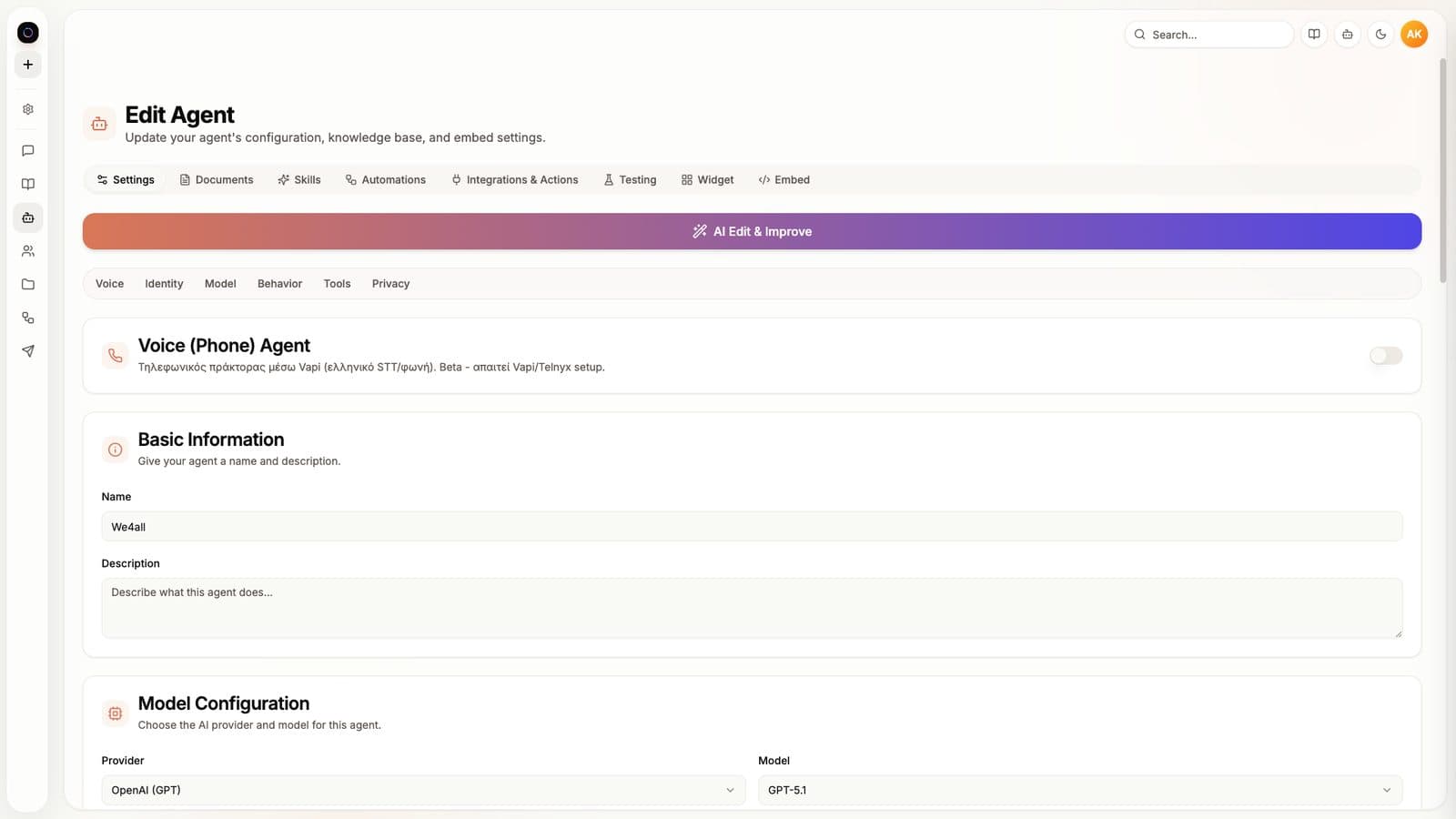 The agent builder