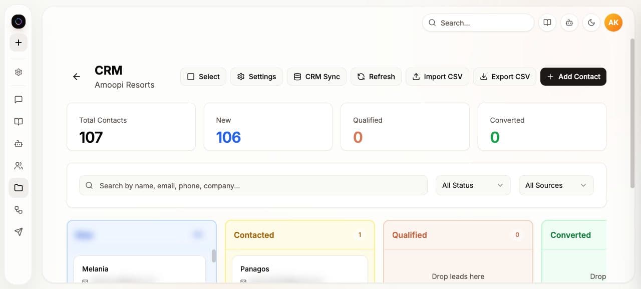 The CRM holding captured contacts